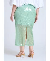 Eloquii Plus Semi Sheer Sequin Midi Skirt