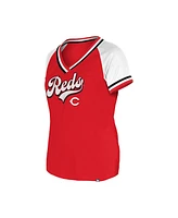 New Era Women's Red Cincinnati Reds Gameday Raglan V-Neck T-Shirt