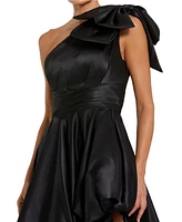 Mac Duggal Women's Satin One Shoulder Bow Gown