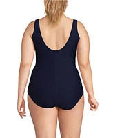Lands' End Plus Tugless Low Leg Ribbed One Piece Swimsuit