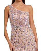 Mac Duggal Women's Floral Embellished One Shoulder Gown
