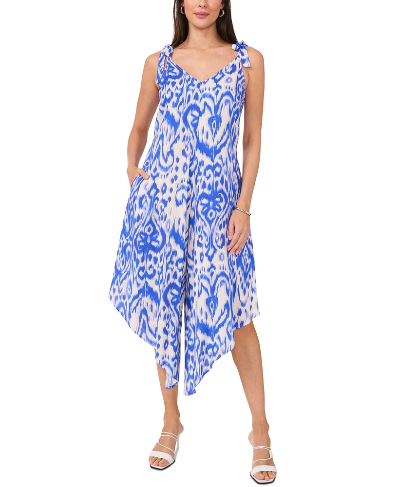 Vince Camuto Women's V-Neck Tie-Strap Cascade-Leg Jumpsuit