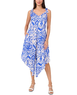 Vince Camuto Women's V-Neck Tie-Strap Cascade-Leg Jumpsuit