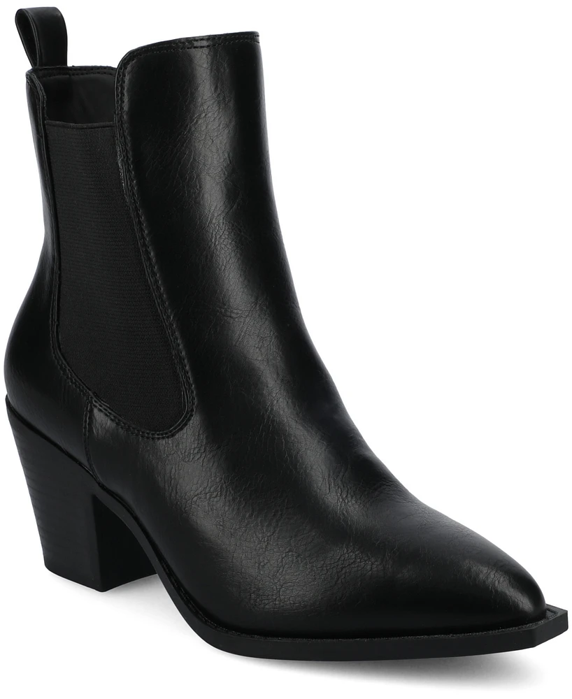 Journee Collection Women's Rosemary Western Comfort Chelsea Booties