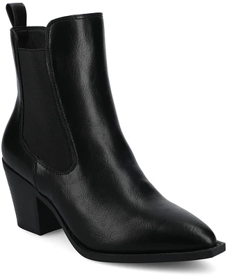 Journee Collection Women's Rosemary Western Comfort Chelsea Booties
