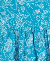 Rare Editions Toddler and Little Girls Embroidered Tropic Print Dress