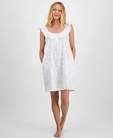 Charter Club Women's Cotton Clip-Dot Ruffled Chemise, Exclusively at Macy's