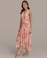 Donna Karan New York Women's Printed Ruched A-Line Dress