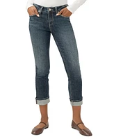 Silver Jeans Co. Women's Suki Mid Rise Curvy-Fit Straight-Leg Cropped