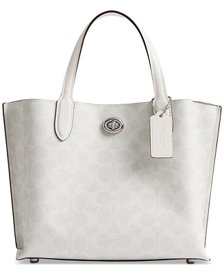 Coach Signature Coated Canvas Willow Tote 24 with Convertible Straps