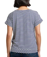 Jones New York Women's Striped Dolman-Sleeve Tie-Waist Top