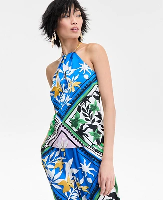 I.n.c. International Concepts Women's Scarf-Print Halter Top, Exclusively at Macy's
