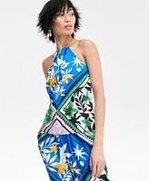 I.n.c. International Concepts Women's Scarf-Print Halter Top, Exclusively at Macy's