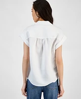 I.n.c. International Concepts Women's Collared Cap-Sleeve Surplice Top, Exclusively at Macy's
