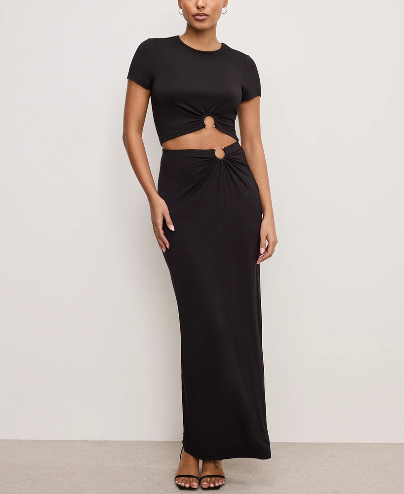 Good American Women's Stretch Jersey Maxi Skirt