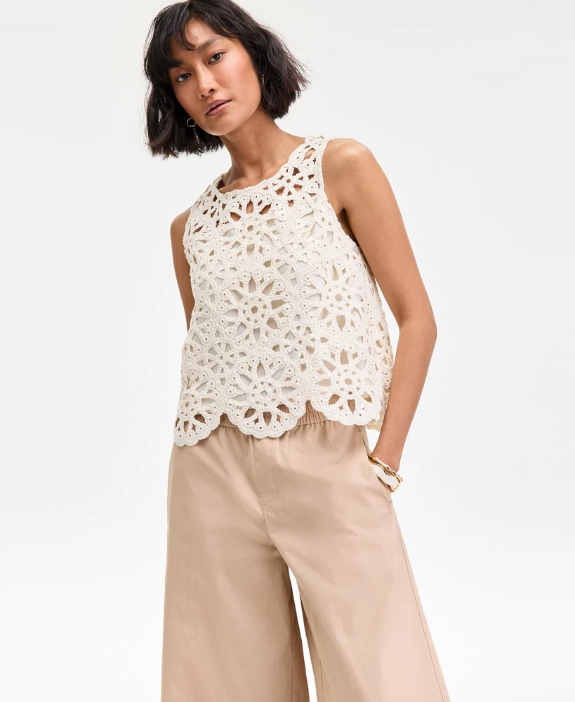 On 34th Women's Crochet Scallop-Hem Tank, Exclusively at Macy's