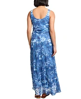 Jones New York Women's Printed Chiffon Scoop-Neck Maxi Dress