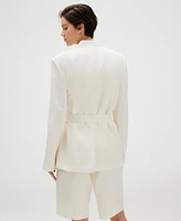 Calvin Klein Women's Notched Collar Belted Blazer