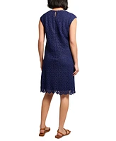 Jones New York Women's Medallion Lace Cap-Sleeve Swing Midi Dress