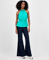 I.n.c. International Concepts Women's Sleeveless Halter Peplum Top, Exclusively at Macy's