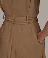 Donna Karan New York Women's Belted Sleeveless Shirtdress