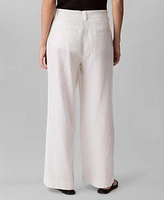 Calvin Klein Women's Linen-Cotton Straight-Leg Pants