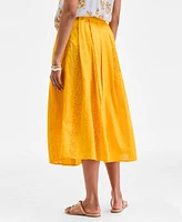 On 34th Women's Cotton Eyelet Pleated Midi Skirt, Exclusively at Macy's