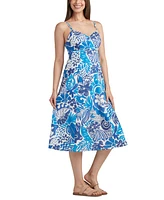 Bcx Juniors' Printed Cotton Sweetheart Midi Dress