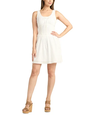 Bcx Juniors' Cotton Eyelet Scoop-Neck Tank Skater Dress