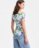 I.n.c. International Concepts Women's Printed Off-The-Shoulder Top, Exclusively at Macy's