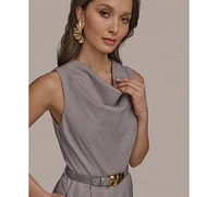 Donna Karan New York Petite Cowlneck Belted Romper
