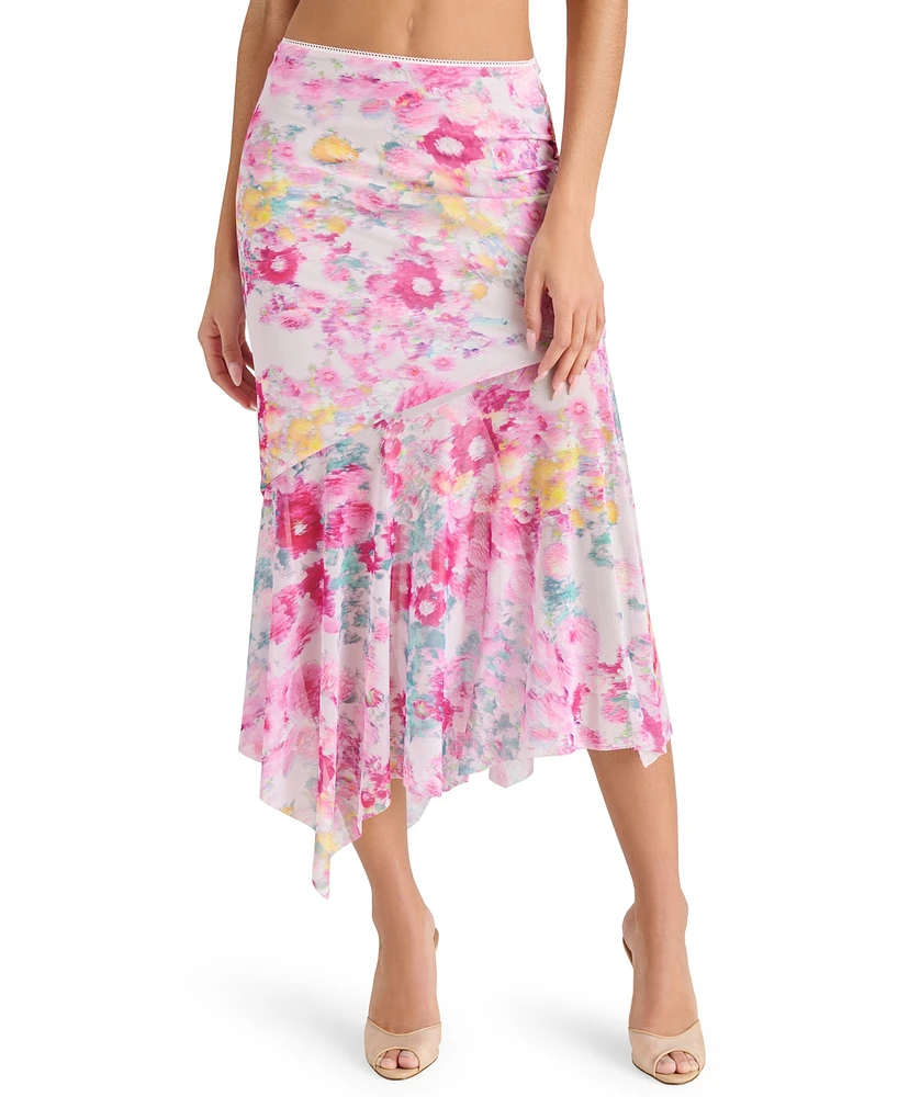 Steve Madden Women's Lacie Printed Asymmetric Midi Skirt