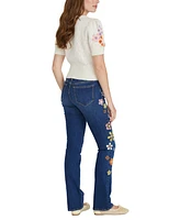 Driftwood Women's Floral Intarsia Cotton Crewneck Sweater