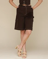 Avec Les Filles Women's Long Cargo Shorts