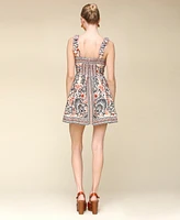 Avec Les Filles Women's Printed Linen-Blend Bow-Strap Mini Dress