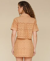 Avec Les Filles Women's Boxy Eyelet Shirt