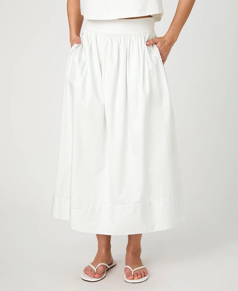 French Connection Women's Cotton Poplin Pinstriped Maxi Skirt