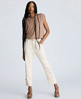 Kenneth Cole Women's High-Rise Straight-Leg Wide-Cuff Jeans