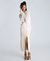 Kenneth Cole Women's Sheer Oversized Crewneck Pullover