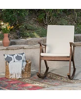 Sturdy Acacia Wood Rocking Chair for Indoor and Outdoor Relaxation