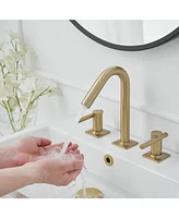 8 in. Widespread Double Handle High-Arc Bathroom Faucet Water-Saving With Drain Kit Brushed Nickel