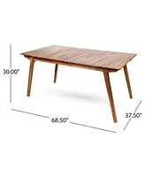 Outdoor 6 Seater Acacia Wood Dining Set with Cushins,Finish and Cream