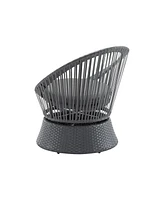 Gray swivel wicker lounge chairs (set of 2), Modern, rattan/iron frame