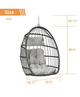 Outdoor Garden Rattan Egg Swing Chair Hanging Chair Wood