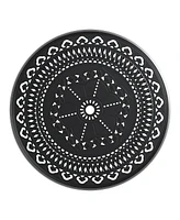 3-pc Cast Aluminum Dining Set, 2 Swivel Chairs, 39" Round Table, Black Frame