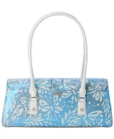 Brahmin Dayan Bellbottom Blue Lucent Medium Leather Satchel