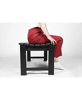 Black, backless Hdpe Adirondack bench, Wood texture, all-weather, Uv protected