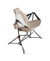 2x Folding Hammock Rocking Chairs, Portable, Adjustable, with Bag - Khaki
