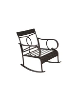 3-Piece Patio Rocking Bistro Set, Rattan Conversation with Coffee Table