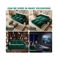 70.9" Convertible Sofa Bed with Pillow & Blanket, Green Velvet